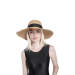 Pamela de verano ajustable para mujer con ala ancha y lazo negro, ideal para protección solar y estilo elegante.