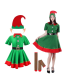 Disfraz de elfo navideño para mujer con medias, sombrero y orejas de silicona para una celebración festiva.