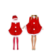 Disfraz de Mamá Noel para mujer con poncho rojo, gorro navideño y calzas hasta la rodilla.