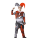 niño disfraz arlequín infantil, traje bufón rojo y negro con pantalón y sombrero, disfraz payaso arlequín niño Halloween