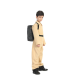 Disfraz infantil de cazafantasmas con mono beige y mochila para Halloween y fiestas de disfraces.