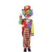 Conjunto de payaso infantil, americana y pantalones multicolores, chorrera blanca, pajarita de colores y sombrero. Sin peluca ni nariz.