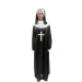 disfraz clásico de monja mujer, hábito religioso largo con cofia, traje de monja negro para fiesta o teatro