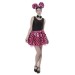Conjunto de Disfraz para Carnaval Halloween y Fiesta Cosplay de Animales Minnie, Diadema de Lazo Grande con Puntos Nariz Pajarita y Falda para Mujeres, 4pcs (30CM, FUCSIA NEGRO)