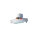 Sombrero de ala ancha con borde desflecado y tres flores decorativas al frente