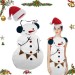 Delantal Navidad Adulto Mujer con Gorrro Papanoel, Delantal Navideño, Delantal Muñeco de Nieve, Delantal Cocina Navidad Rojo, Regalo Navidad Mama Año Nuevo (Delantal Muñeco Nieve + Gorro Navidad)