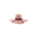 Sombrero de ala ancha color claro con flores decorativas y cinta