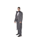 Disfraz de hombre Jack Skellington con chaqueta a rayas, pantalón y cuello murciélago inspirado en Pesadilla Antes de Navidad.