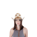 Sombrero cowboy estilo western unisex con dibujo de toro en la parte frontal y cordón ajustable, ideal para disfraces o looks temáticos.