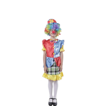 Disfraz de payasa para niña, multicolor, con pajarita y sombrero de payasa. Ideal para fiestas y carnavales