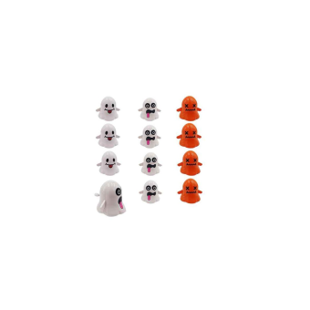 Pack de 12 juguetes de cuerda para Halloween, fantasmas y calabazas de plástico resistente.