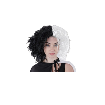 Peluca bicolor blanca y negra para adulto inspirada en Cruella de Vil