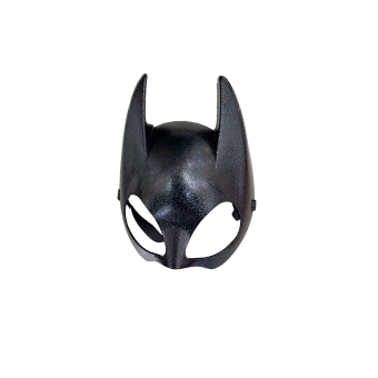 Máscara negra estilo Catwoman, ideal para cosplay y fiestas temáticas.