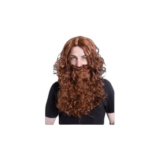 Peluca y barba rizada para adulto accesorio ideal de rey mago o personaje medieval
