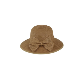 Sombrero de ala ancha con moño texturizado decorativo y estilo clásico de verano