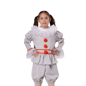 disfraz payasa terrorífica niña, disfraz Pennywise infantil, disfraz Halloween niña payasa, disfraz circo oscuro niña