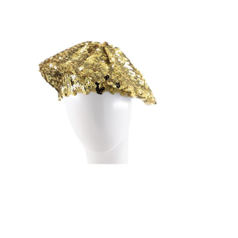 Boina elegante de talla única en color oro y plata, con diseño clásico y sofisticado